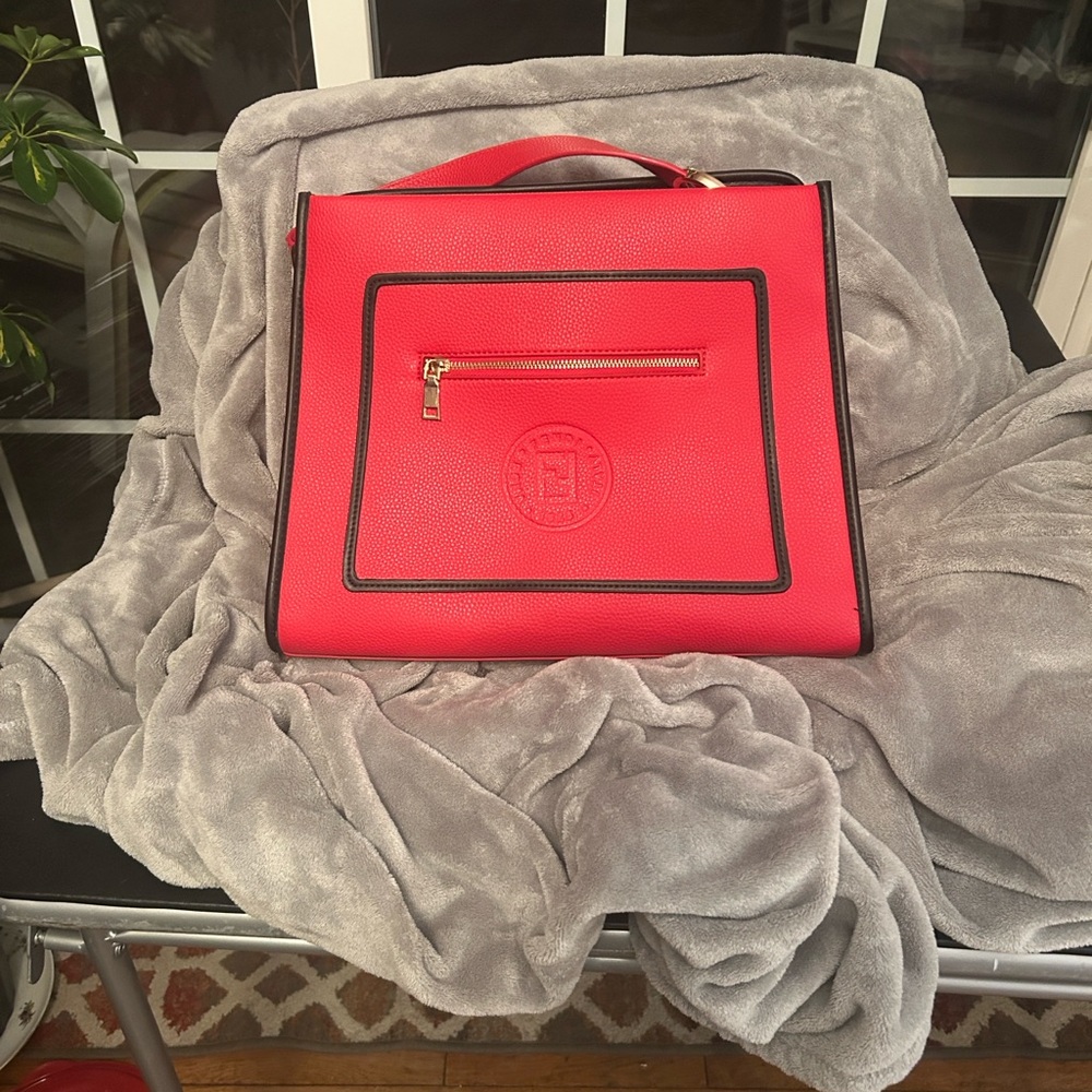 Fendi Red Tote with Black Trim